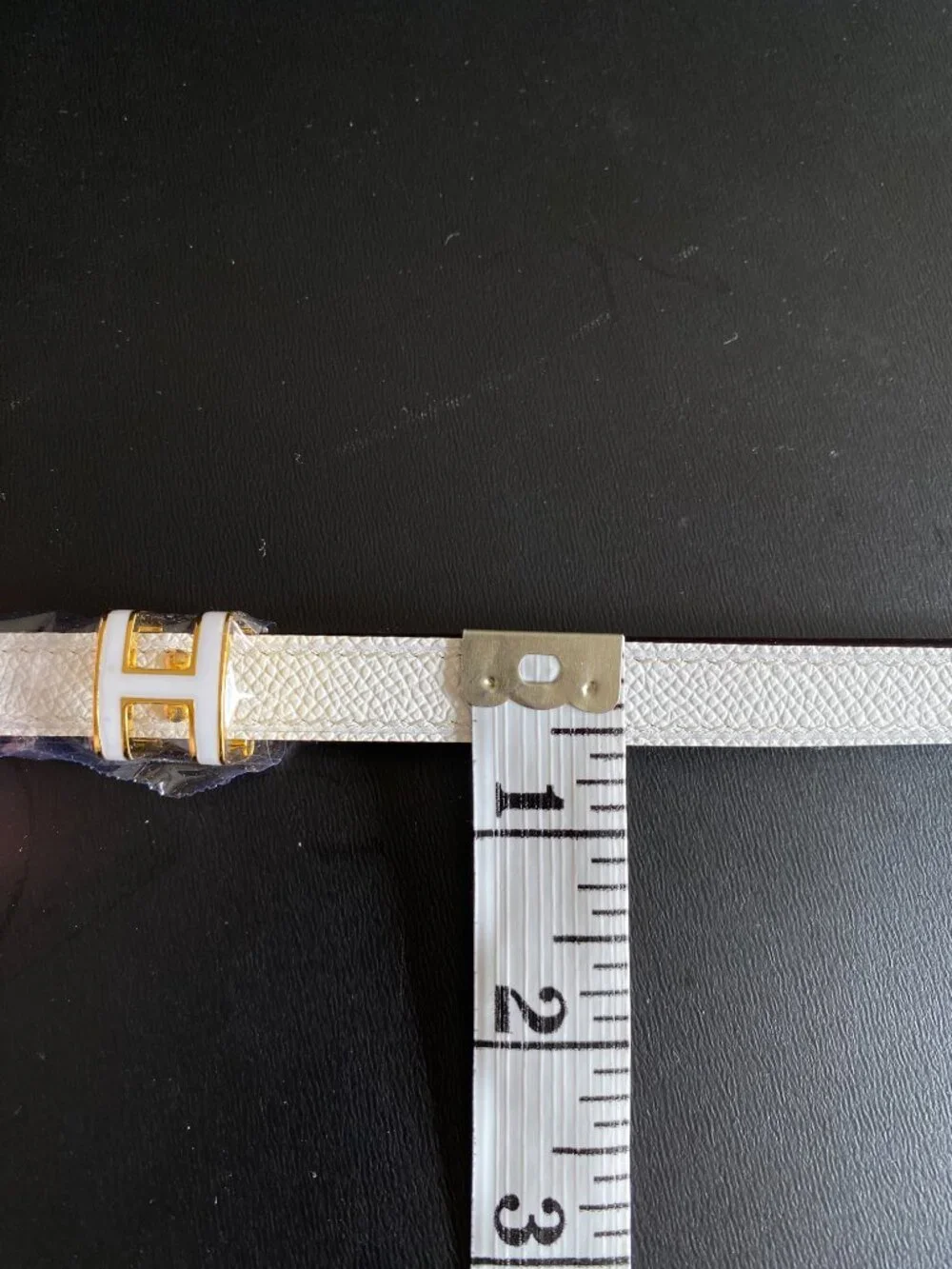 Hermès 15mm Pop H White Epsom Leather Belt Gold Hardware Size 80 France NWOT